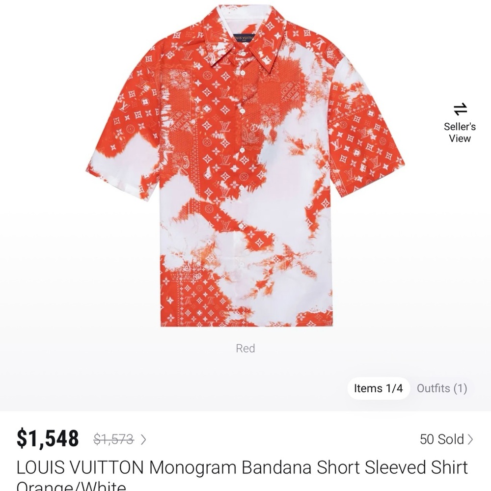 Louis Vuitton Orange White Casual Button Down Shirt